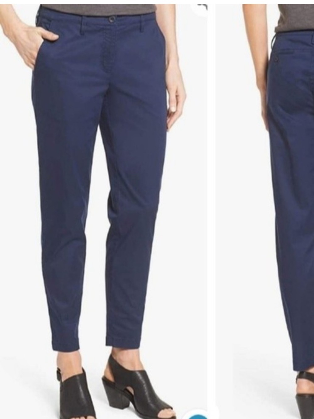 EILEEN FISHER Pants Womens Blue Organic High Rise Tapered Leg Ankle PP 0-2 NEW